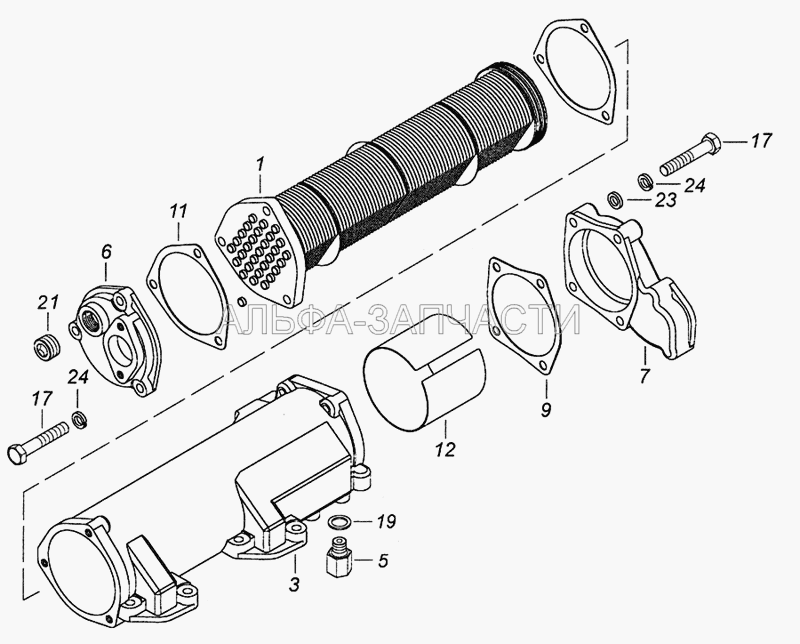 740.60-1013200 Теплообменник масляный (7406.1013253 Прокладка отводящего коллектора) 